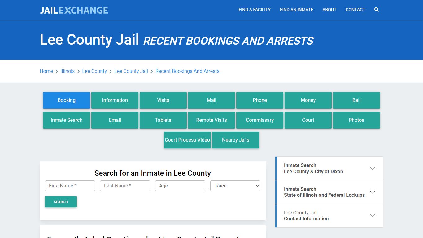 Lee County Jail IL Recent Arrests and Bookings - Jail Exchange